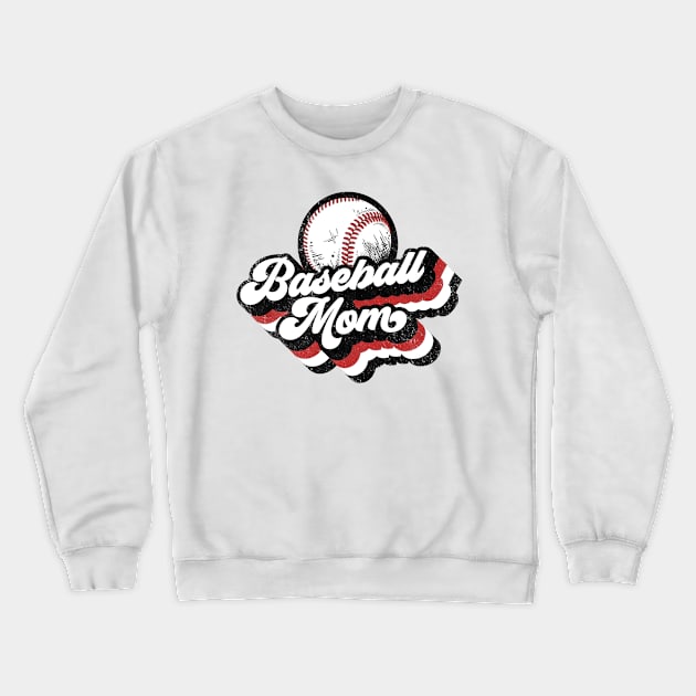 Retro Baseball Mom Red White Black Crewneck Sweatshirt by Wonder man 